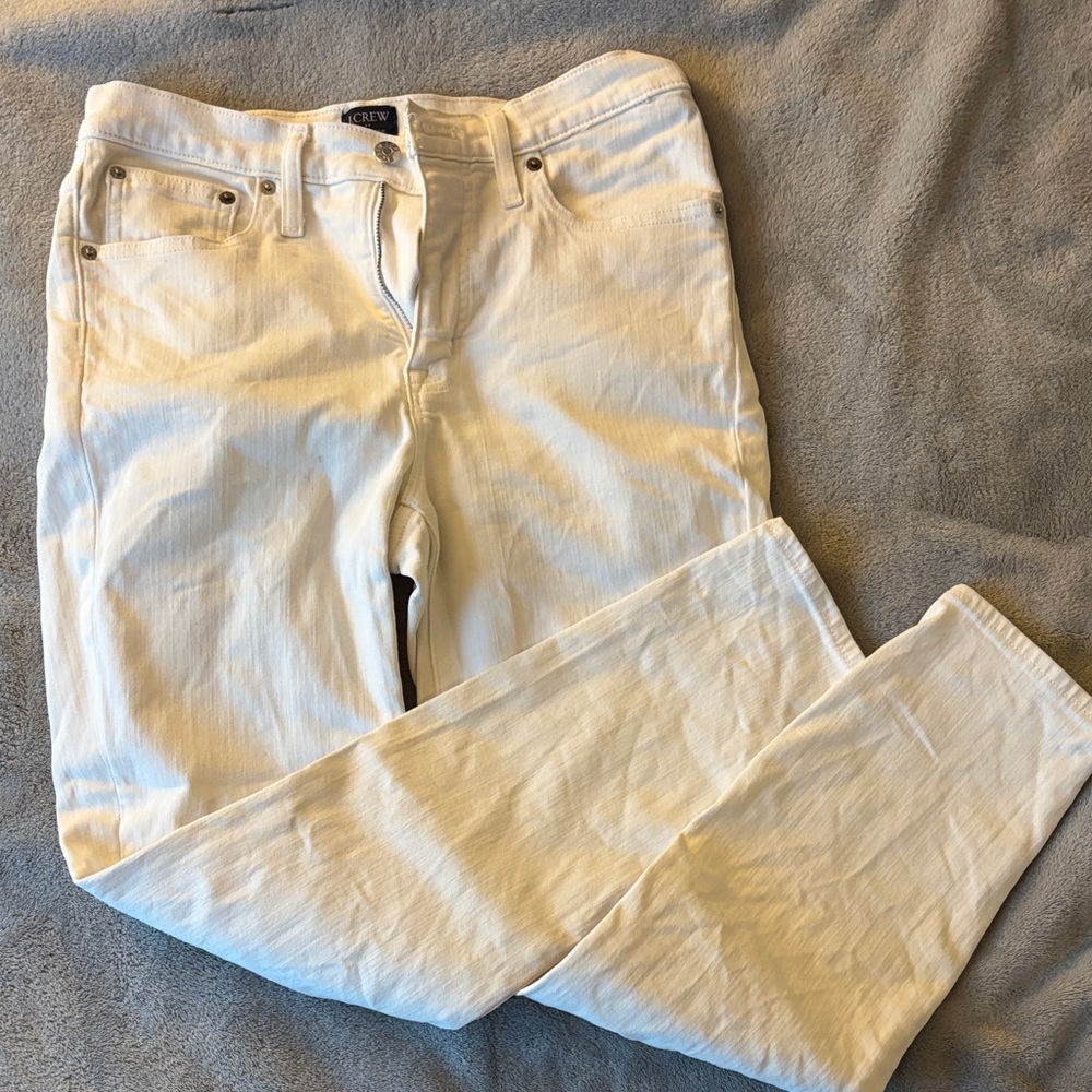 J. Crew Women's High Rise White Skinny Jeans